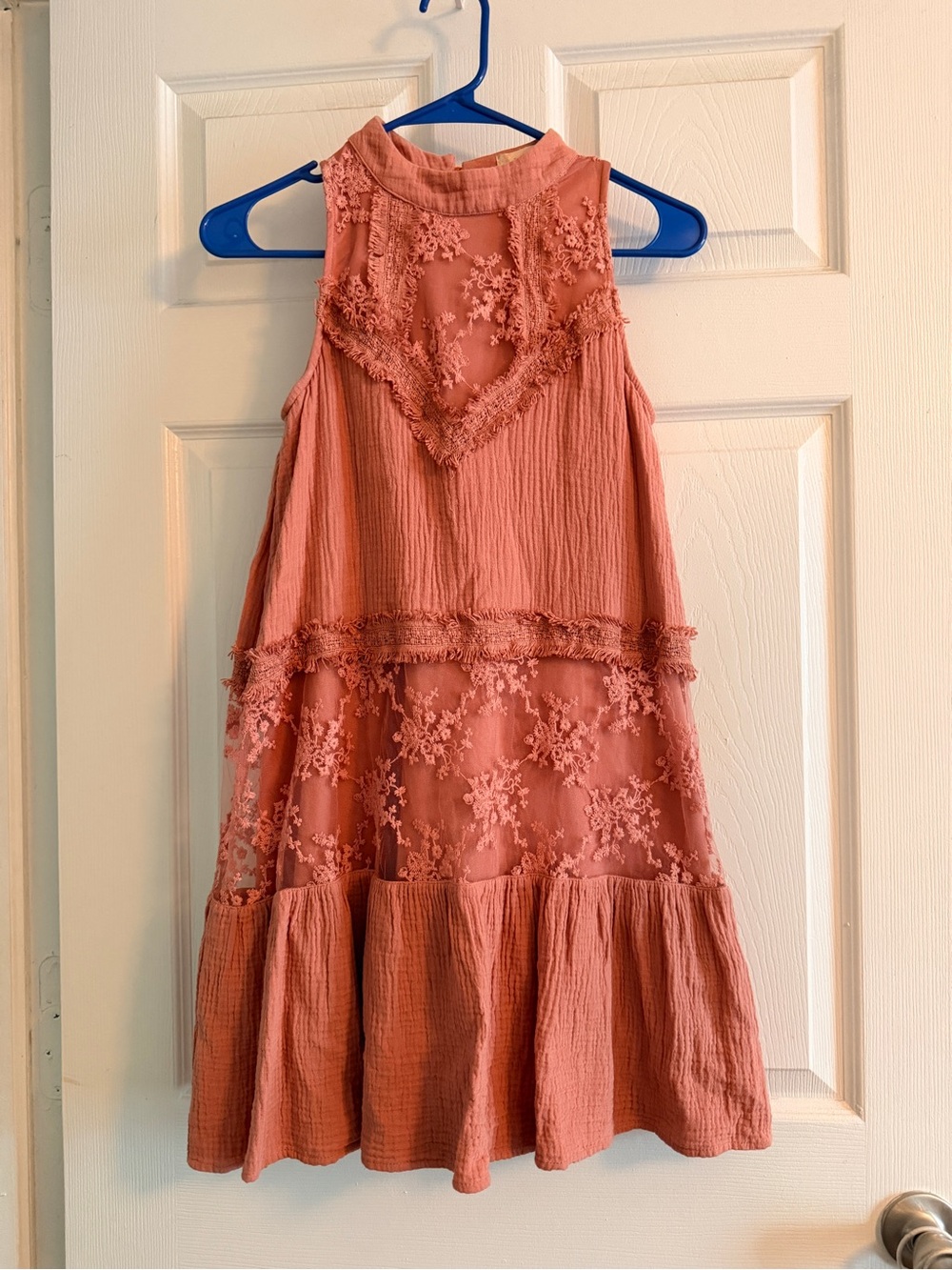 Altar'd State Girls' Coral Lace Tiered Dress
